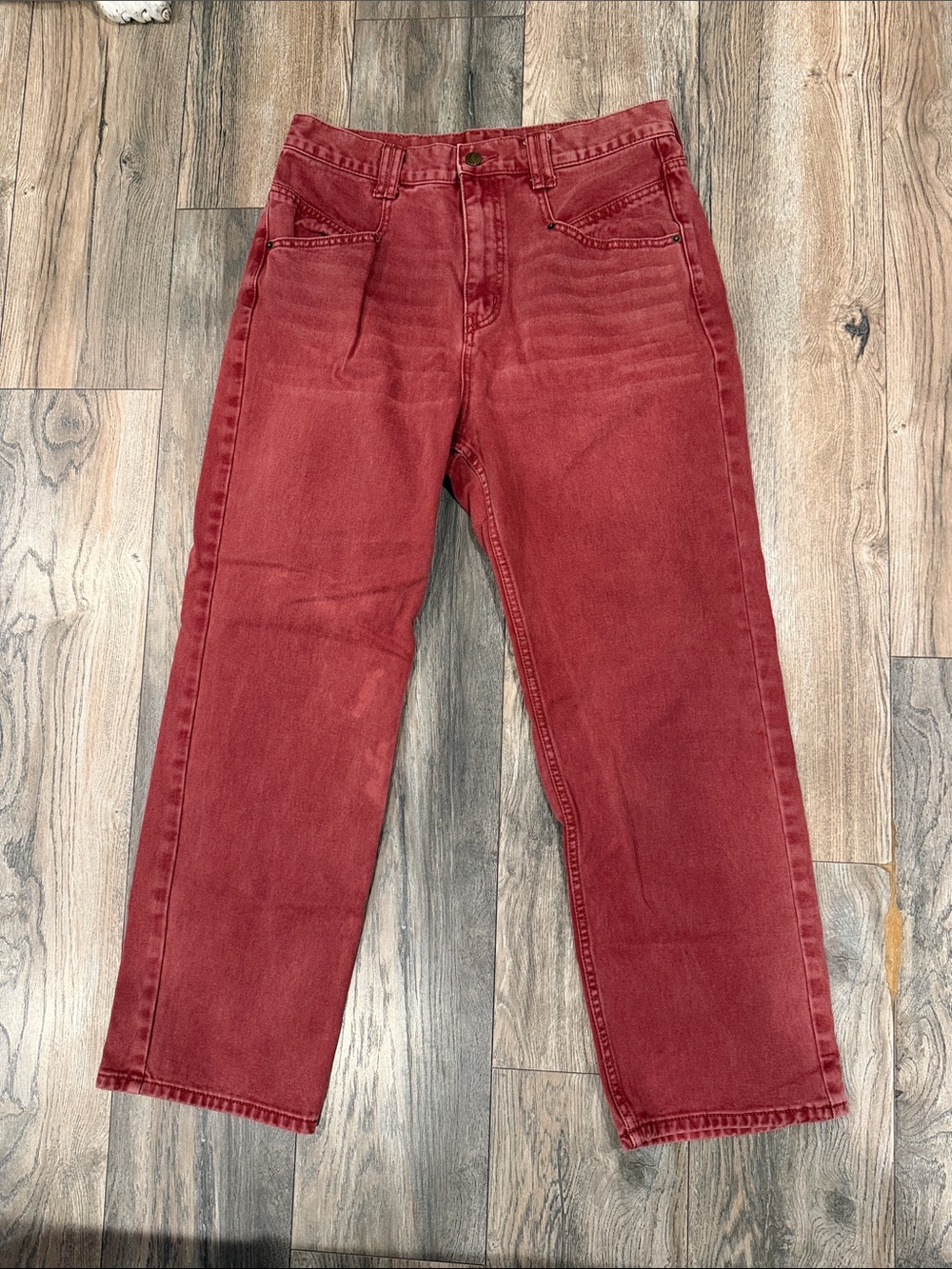 BDG Women’s Faded Red High-Waist Cowboy Jeans